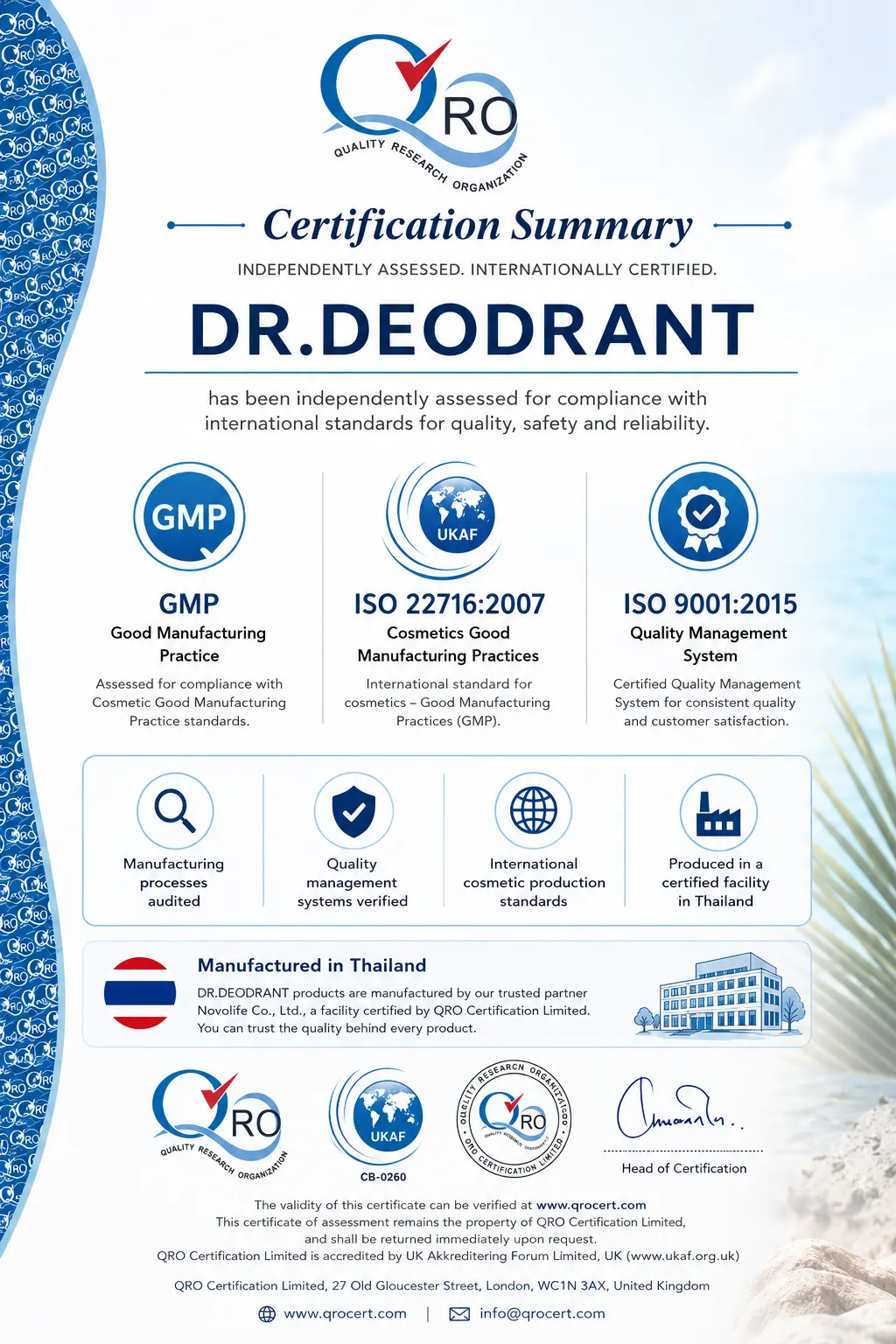 Dr. Deodrant Certificate of Authenticity
